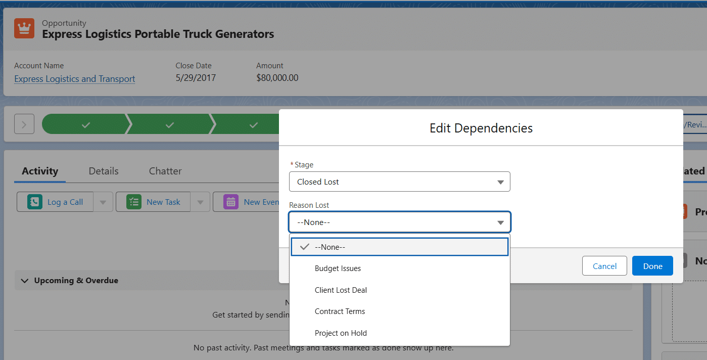 Tracking Closed Lost Reason Codes on Opportunities in Salesforce